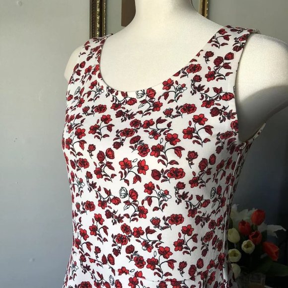 H&M Divided White Floral Pattern Sleeveless Skater Dress Size 12 - Picture 4 of 10